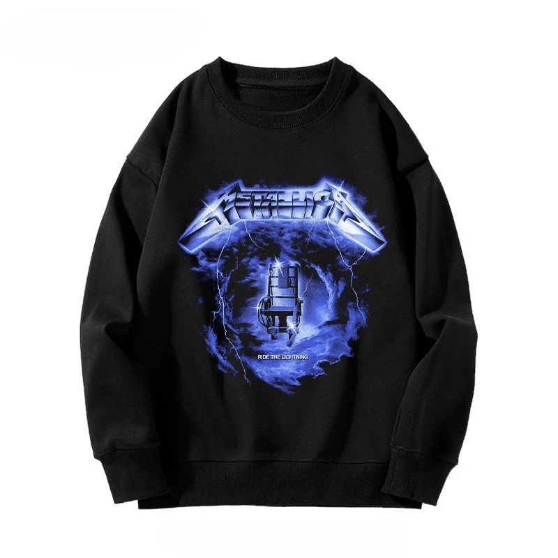 ميتاليكا ركوب البرق البلوز الرجال والنساء بلوزات هوديس روك باند Y2k البلوز بلوزات كبيرة الحجم ملابس الرجال #1