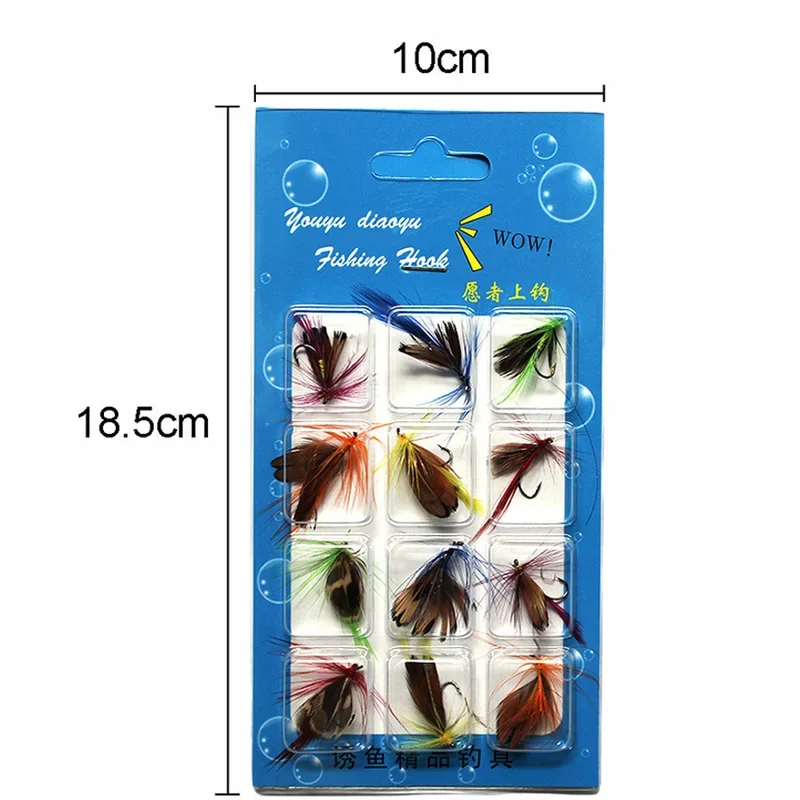 12pcs Natural Insects Flies Fishing Lures Set With Dry Fly Tying Sharpened Hook Fake Artificial Bait For Carp Trout Topwater