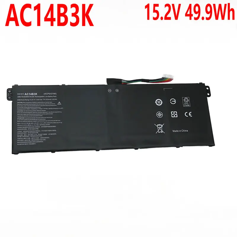 

15,2 V 49.9Wh Новый AC14B3K Аккумулятор для ноутбука Acer Aspire R3 R3-131T R5 R5-471T R5-571T ES1-572 E3-111 ES1-511 ES1-512 V3-371