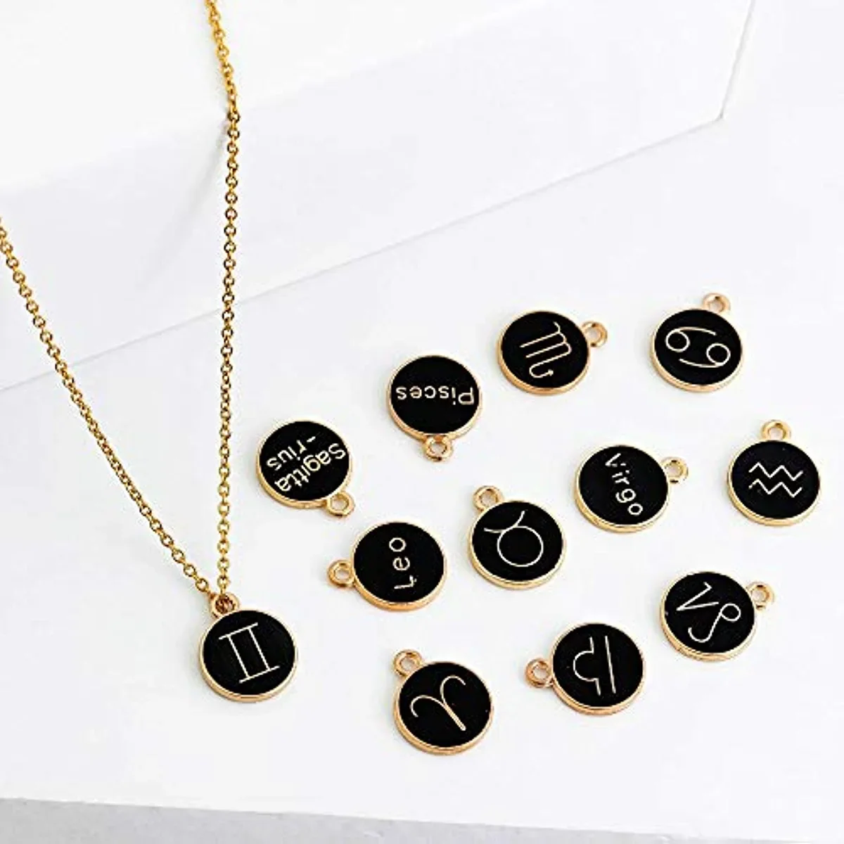 12 PCS Vintage Metal Zodiac Sign Charms for Jewelry Making Women Girl DIY Bracelet Craft Decor