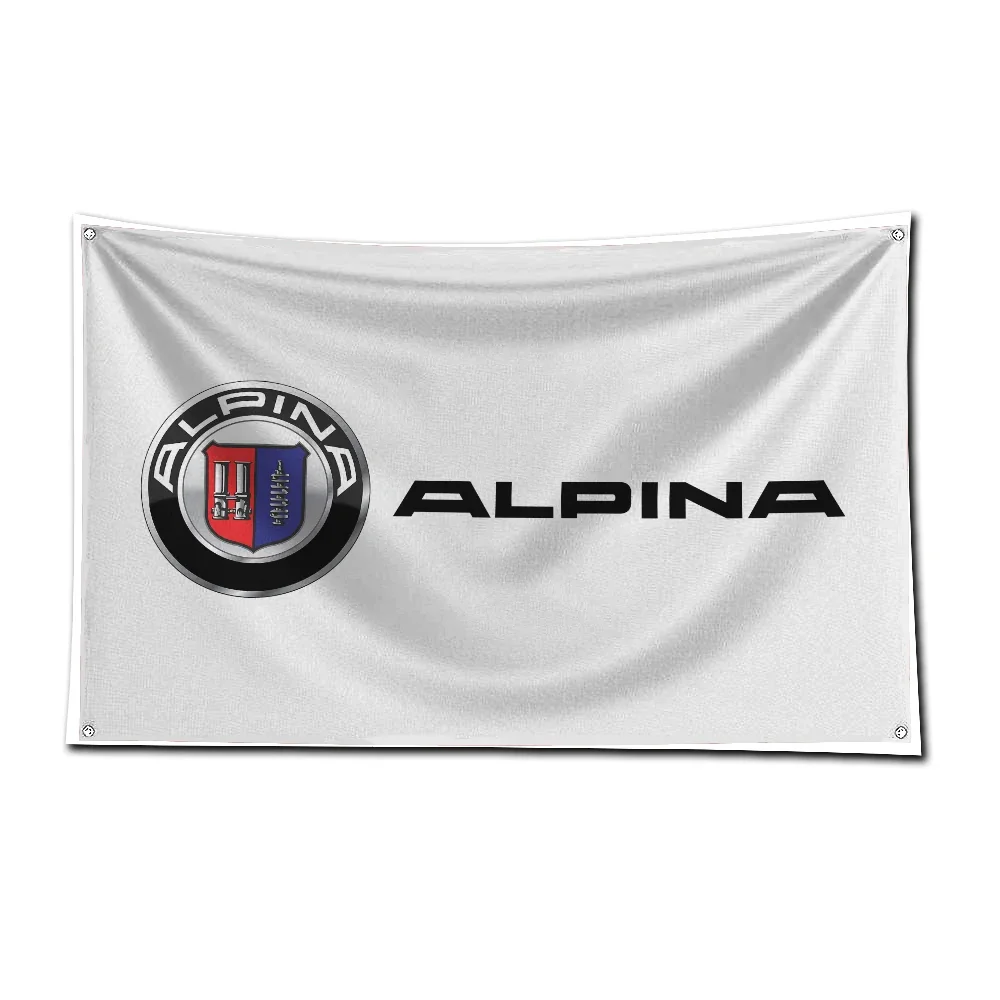 3x5 قدم سيارة رياضية العلم البوليستر الطباعة الرقمية سيارة راية Alpinas للمرآب جدار الفن خارج الباب الديكور مع الحلقات النحاسية