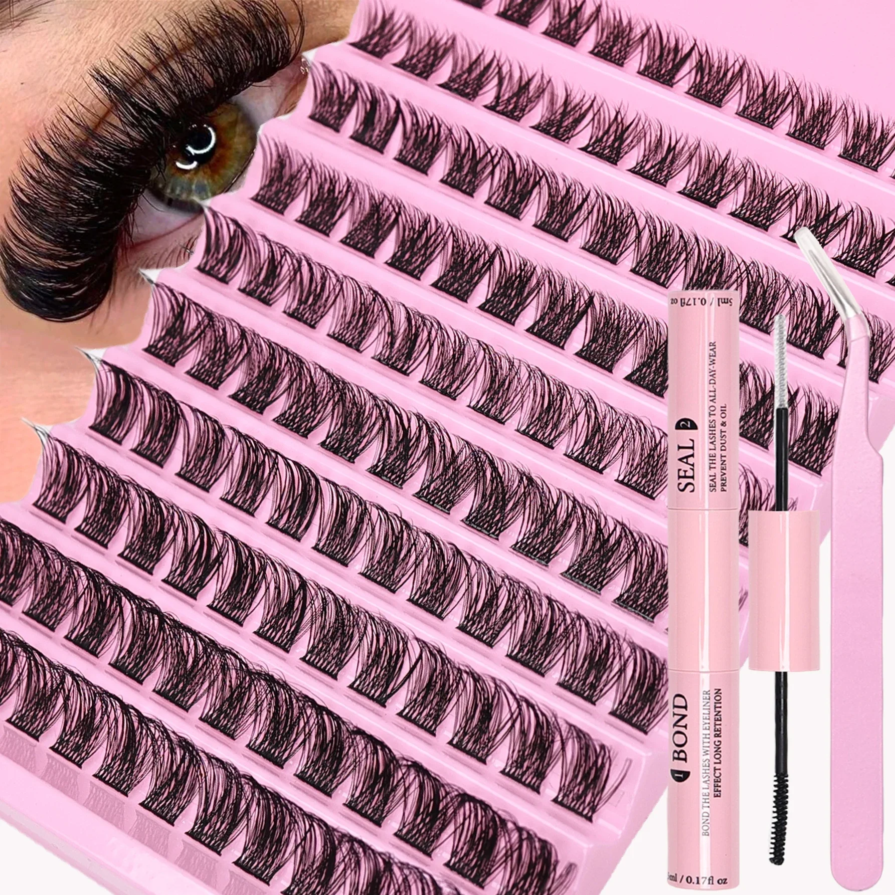 120pcs  Personal Eyelash Curler D Curl  Lashes Extension Kit with Eyelash Adhesive and Sealant Curler and Lashes Applicator