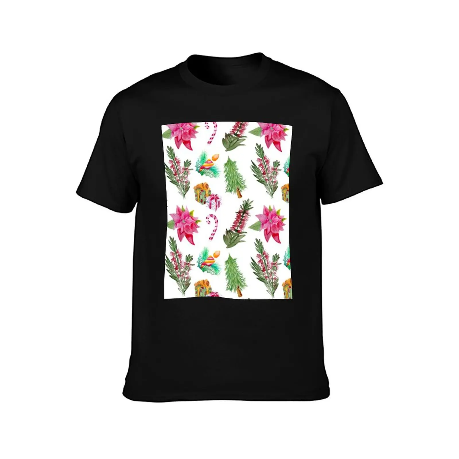 Australian Native Floral Christmas Print T-Shirt man t shirt cotton T-Shirt