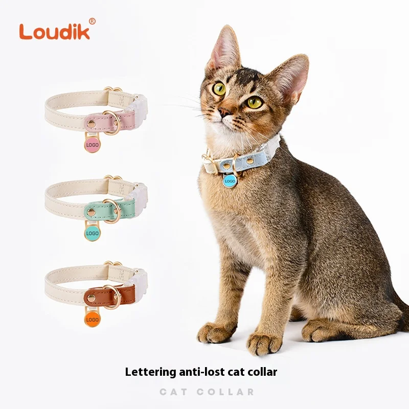 

Loudik Leather Cat Collar Cat Collar Anti-breakaway Pet Collar with Metal Snap Collar Adjustable Size Collar