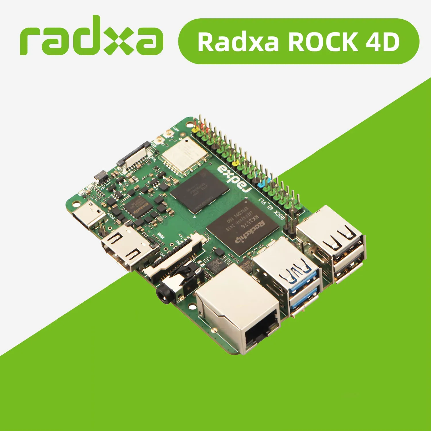 كمبيوتر Radxa ROCK 4D RK3576 أحادي اللوحة (SBC) 8 النواة، مصمم لـ Al and Edge الصناعي، 6TOPS، دعم NPU RKNN، دعم LLM #2
