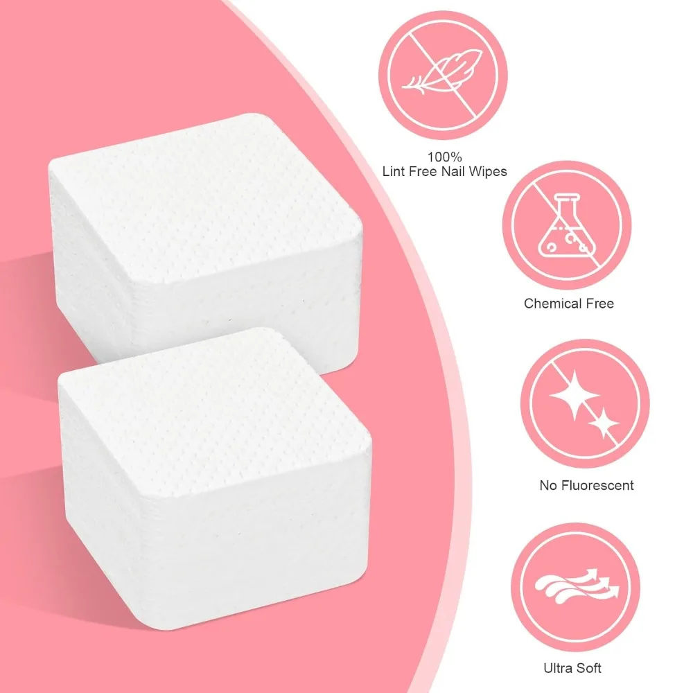 Acetone Nail Polish Remover Wipes 540 PCS, Lint Free Super Absorbent Dry Pads for Quick & Easy Nail Clean Up, Gentle Soft Nail Wipes for Removing Fingernail Gel Polish, Artificial Nails, Eyelash Extensions, and Makeup, view 2