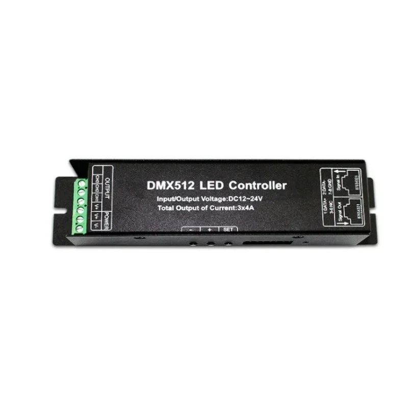 Led Controller with Display Digital Tube Dmx512 Decoder Driver Dimmer Dc 12 24V 3X4A for Rgb Led Strip Lights (3 Channel)