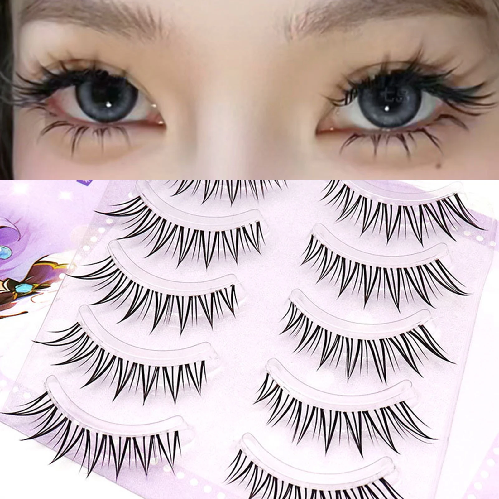 5 paar Vossen Valse Wimpers Volledige Strip Helder Dunne Band Ontwerp Dichte Natuurlijke Wimperverlenging Voor Dagelijkse Make-up Feestfotografie