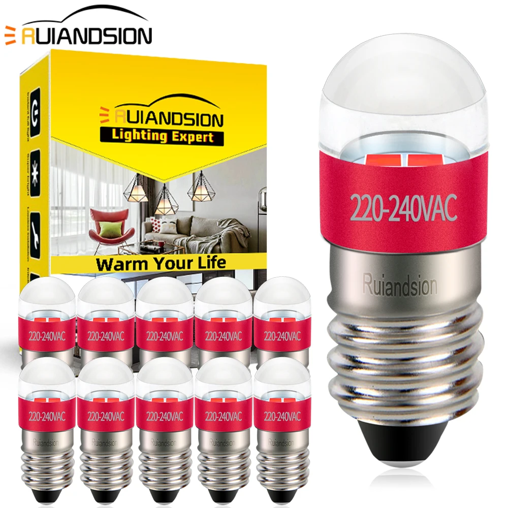 

E10 LED Bulb AC110-240V Mini Screw Base Indicator Light Instrument Panel Lamp Vintage Decorative Festive Lighting for Home Chand