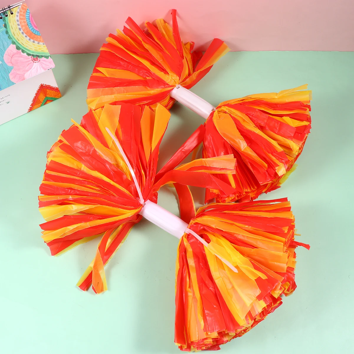 

Plastic Cheerleading Poms Bright Colors Cheerleader Supplies Lightweight Durable Sports Events Props Red Supplies