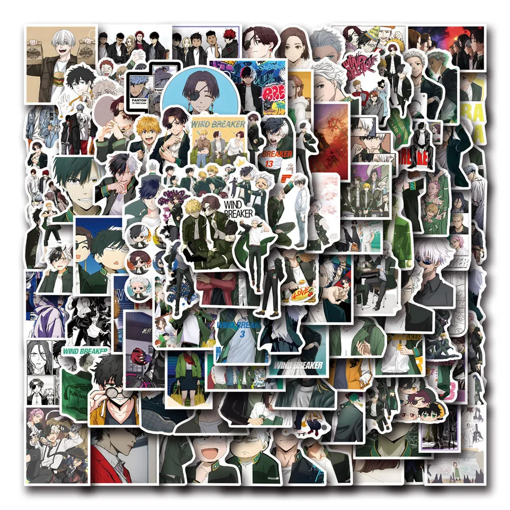 110/55PCS Anime Wind Breaker Waterproof Graffiti Stickers for Helmet Bicycle Hand Account Pencil Case Decals