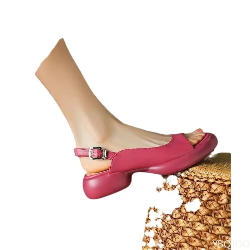 Summer Fashion New Thick Soled Sandals for Women Height Increasing Versatile Sponge Cake Bottom Beach Shoes Small Women's Shoes view 6