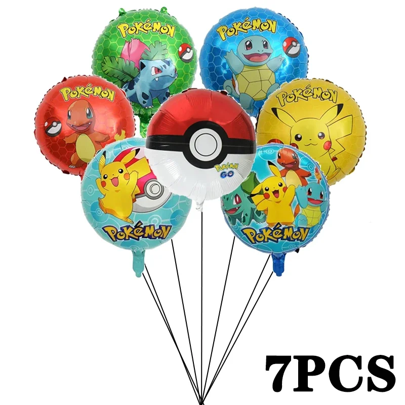 Pokemon Pikachu Balloon Set Children's Party Decoration Charmander Squirtle Bulbasaur Birthday Foil Balloon Gift Doll Toy