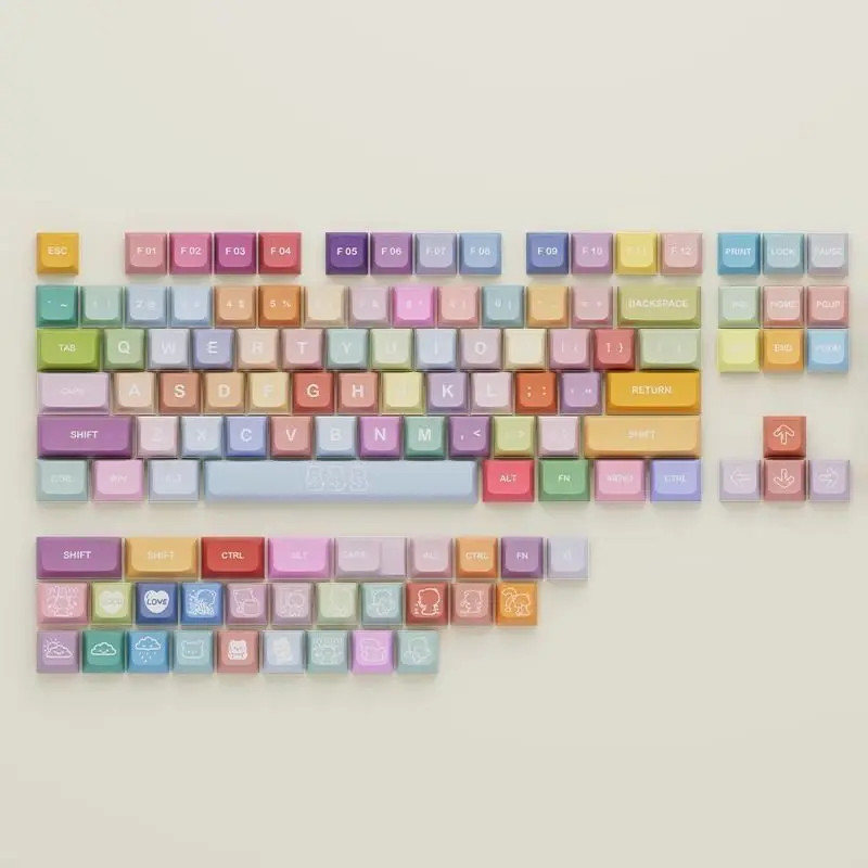 Gummy Bear EVA Theme XDA Profile PBT Ball Shape Keycaps Dye Sublimation Full Set Compatible With 98 Layout Mechanical Keyboard