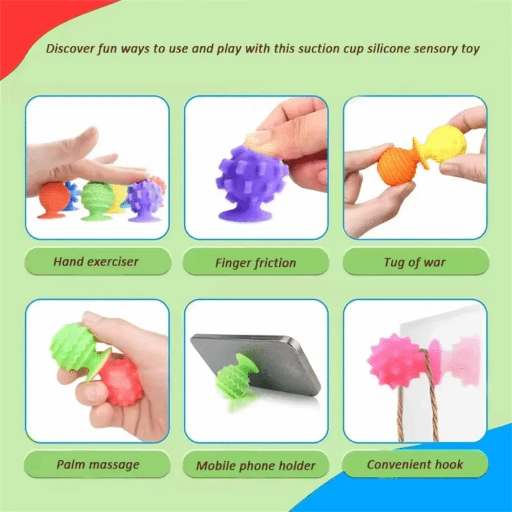 Textured Soft Worry Stone Fidget Silicone Relaxing Children Sensory Stone No Noise Creative Silicone Suction Cup