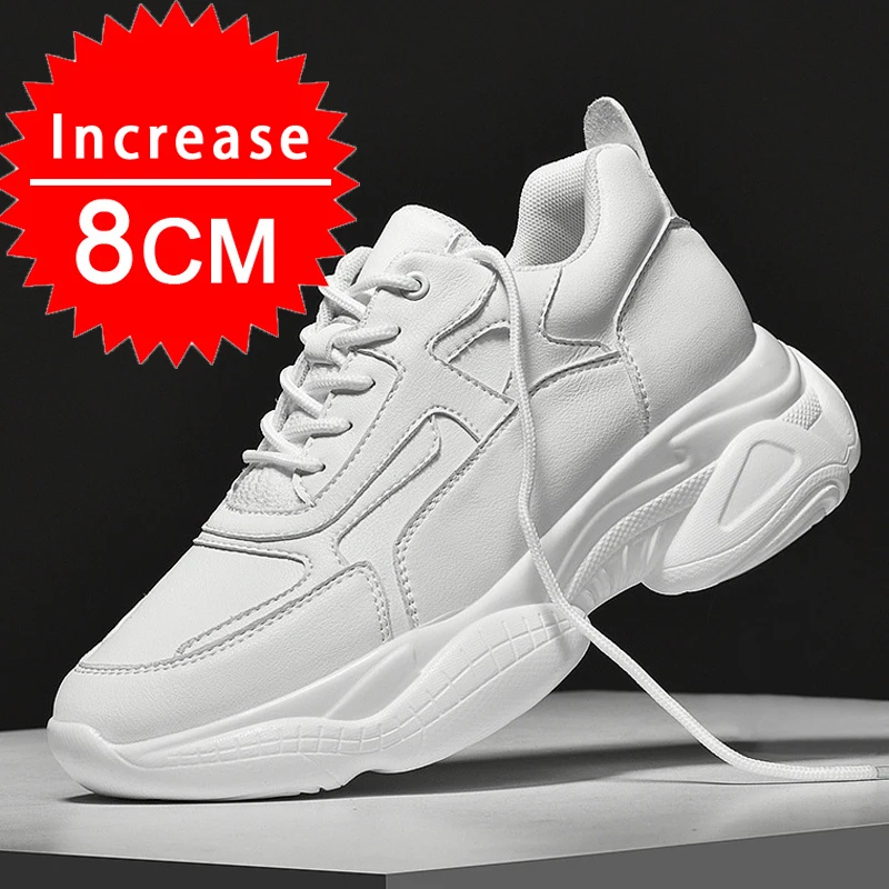 

Men invisible height increasing sneakers thick sole comfortable 6/8cm elevator casual shoes fashion man's Daddy shoe size 36-44