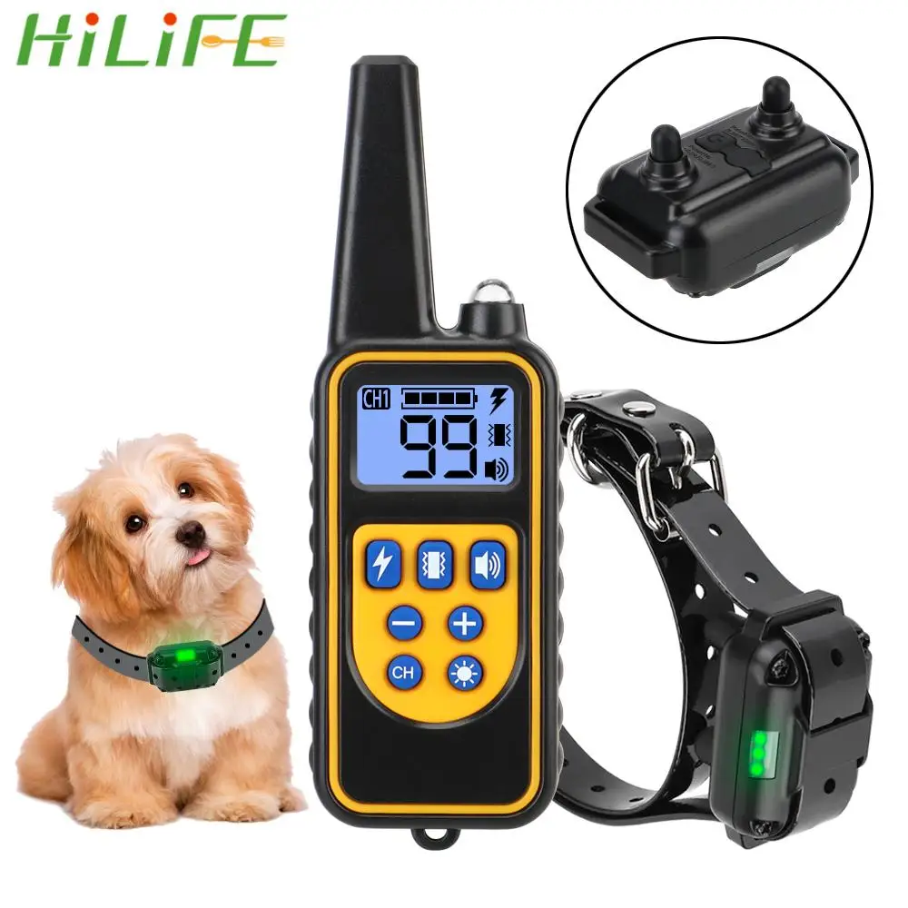 

800m Rechargeable Electric IP67 Waterproof Remote Control Pet Dog Training Collar Shock Vibration Sound With LCD Display