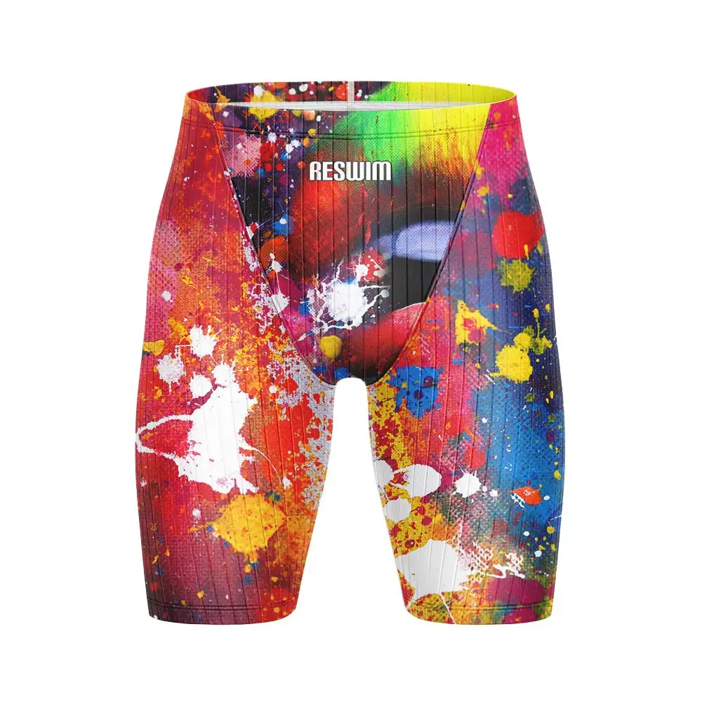 New Men's Swim Jammer Swimsuit Bathing Suit Running Surfing Pants Athletic Training Swimwear Swimming Trunks Beach Tights Shorts