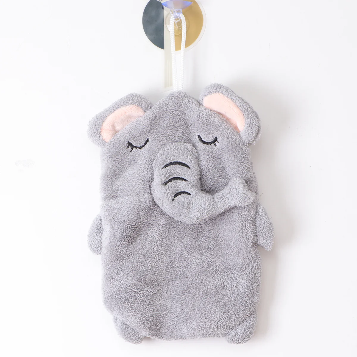 

Банное полотенце для новорожденных, коралловый флис, мультяшный дизайн, супер впитывающая, быстросохнущая присоска, подвесной серый слон