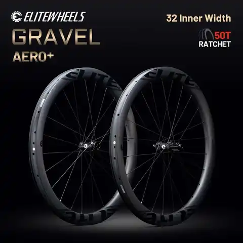 ELITEWHEELS Newest Aero+ Gravel Wheels With Wing 20 Spokes Ratchet System 50T TPI bearing Hub 32mm inner Width Carbon Wheelset