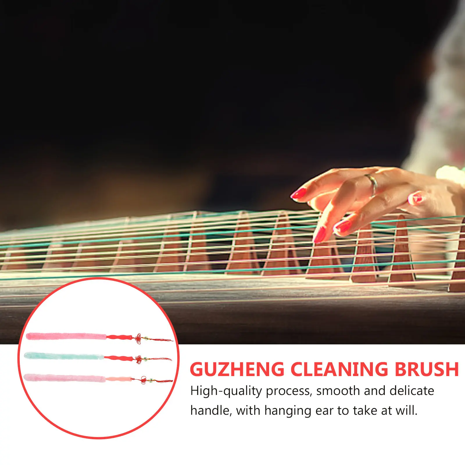 3Pcs Guzheng Cleaning Brush Professional Long Clean Brush for Musical Instruments Delicate Surface Safe Dust Removal Cleaning