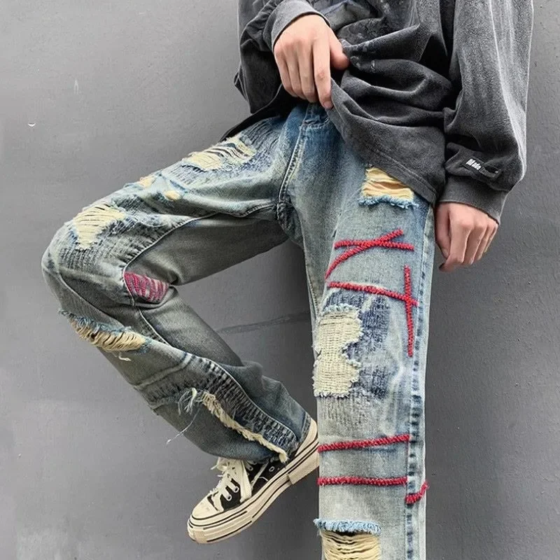 

Tight Pipe Jeans for Men Slim Fit Skinny Trousers Retro New in Stacked 90s Streetwear Korean Style Grunge Y2k Man Cowboy Pants
