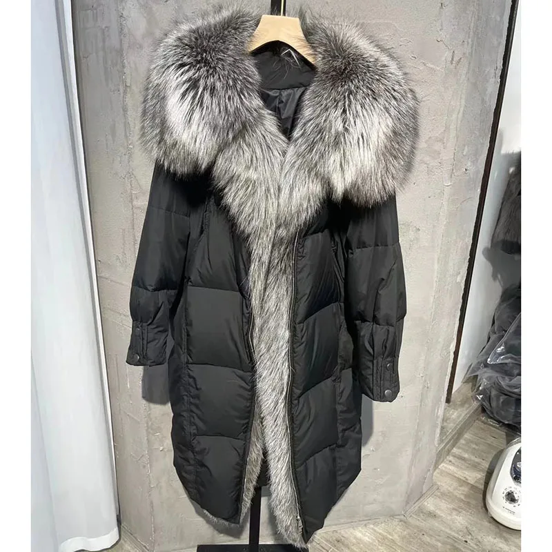 Hot Sale Goose down jacket, women's long and loose fitting, age reducing fashion down jacket, women's 2024 new winter fox collar