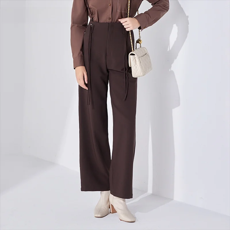 

Новые осенние прямые брюки Dailanzhi с высокой талией и поясом, женские повседневные брюки для похудения, универсальные, удобные для поездок на работу