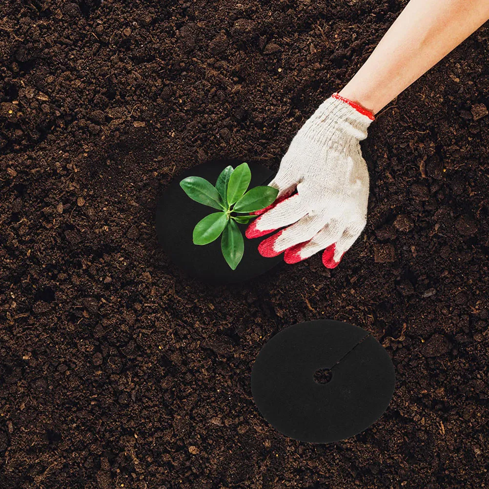 20Pcs Root Protection Fabric Non-Woven Mulch Mat Tree Base Cover Reusable Weed Control Landscape Fabric for Orchards Cabbage