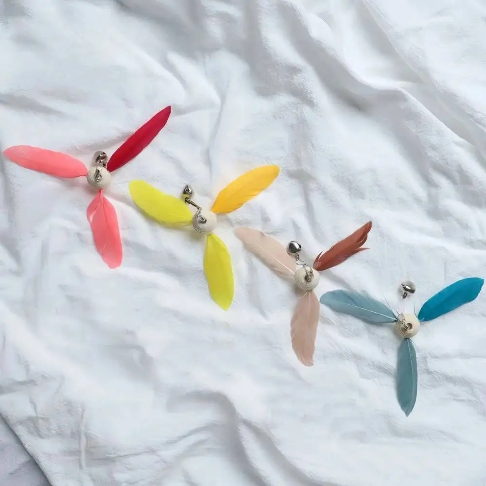 

2Pcs/3Pcs Colored Feather Rotating Windmill Teaser Stick Replacement Header Cat Pet Toy