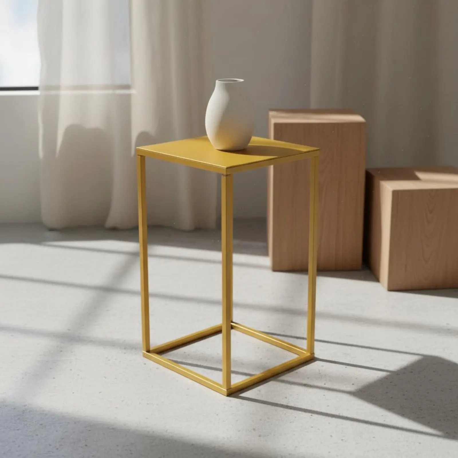 Wedding Aisle Floor Stand Golden Finish Geometric Column Display Stand Square Display Riser Versatile Metal Frame Riser Reusable