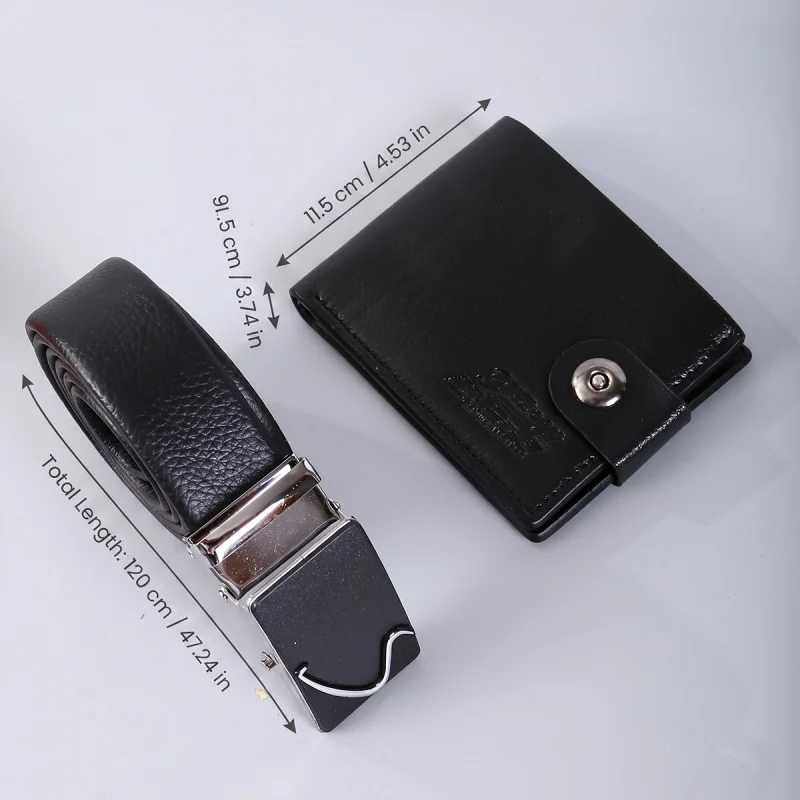 Practical high-end leather wallet and belt birthday business Father's Day set men