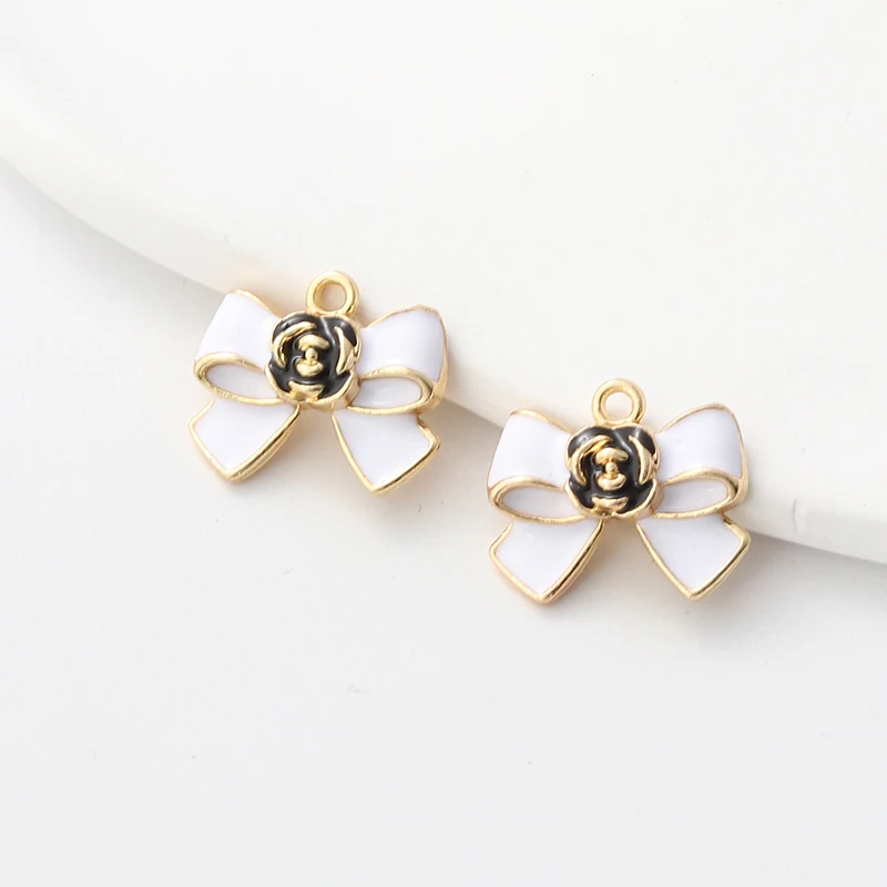 10pcs Pretty Enamel Beautiful Butterfly Bow Rose Flower Pendants For Making Necklace Earring Handmade DIY Jewelry Findings