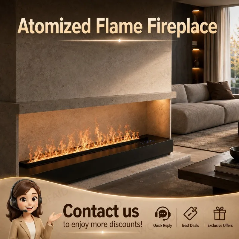 WOFAID 3D Water Vapor Electric Fireplace Fogão Insert 7 Color Atomized Mist Flame Touch Control Timer for Living Room Media Wall