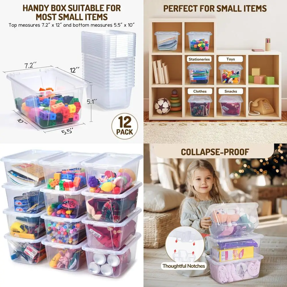

Набор из 12 прозрачных пластиковых контейнеров для хранения с крышками, объемом 5 кварт, для игрушек, для детей и классных комнат