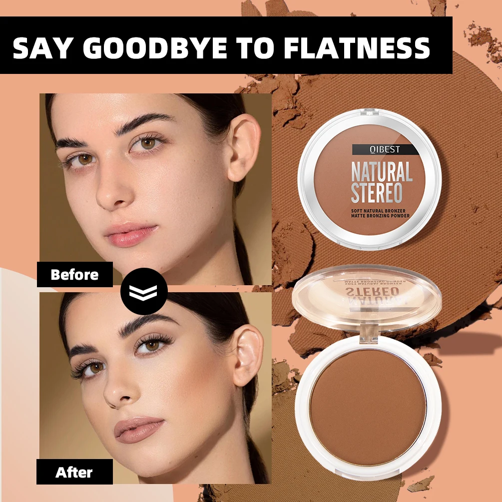 QIBEST Face Bronzer Makeup Contour Shading Powder Trimming Powder Make Up Cosmetic Face Concealer Highlighter Bronzer Palette