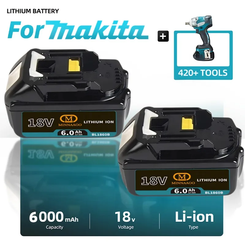 

100% Original For Makita 18V Battery Rechargeable Power Tool Battery, Replaceable LED for BL1860 BL1850 BL1830 LXT