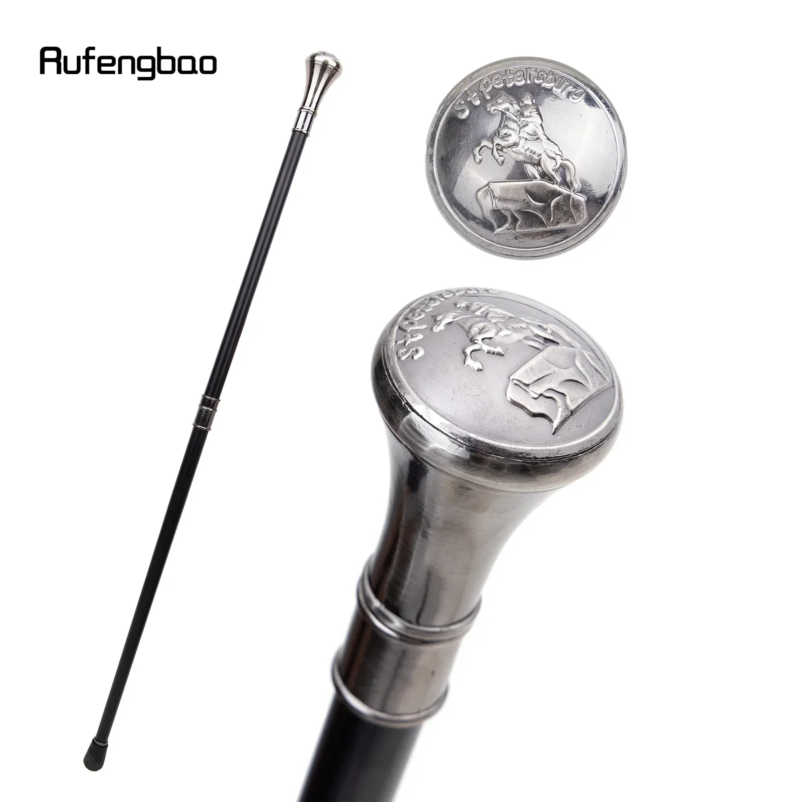 Stpetersburg The Bronze Horseman Totem Relief Walking Cane Fashion Walking Stick Gentleman  Performance stage Cane 93cm