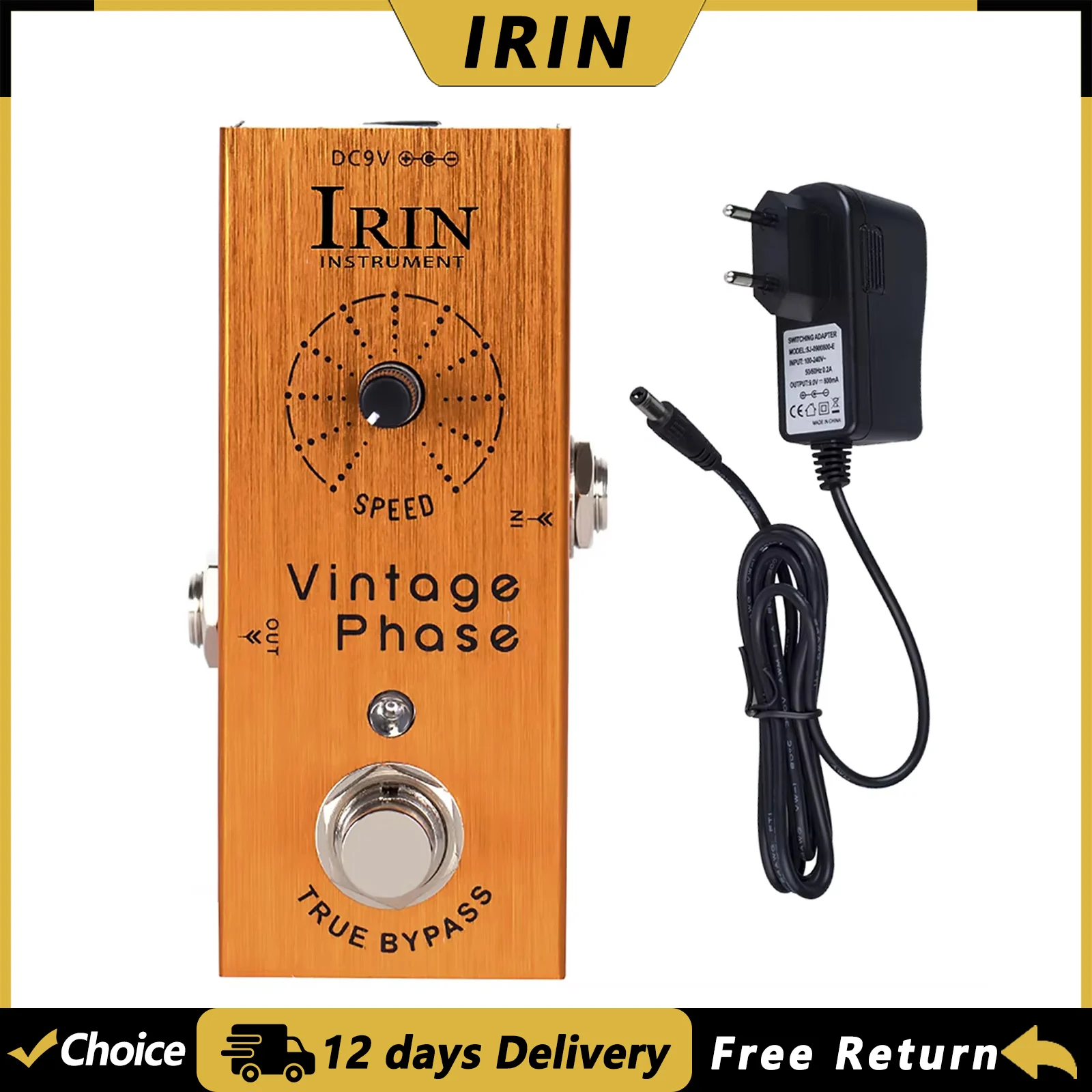 IRIN AN-10 Electric Guitar Effect Pedal Vintage Phase Pedal True Bypass Re-Creates Classic Phaser Sounds Effect of the 70's