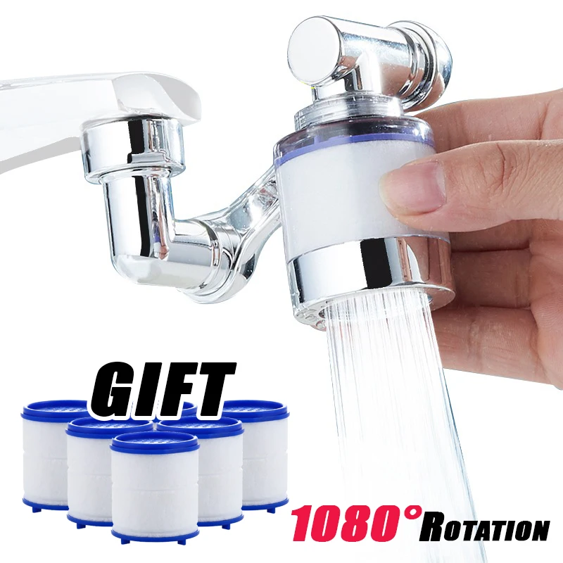 1080 ° Rotatable Extension Conventional Filter Faucet Nozzle Universal Bathroom Faucet Extension Adapter Aerator Faucet Extender