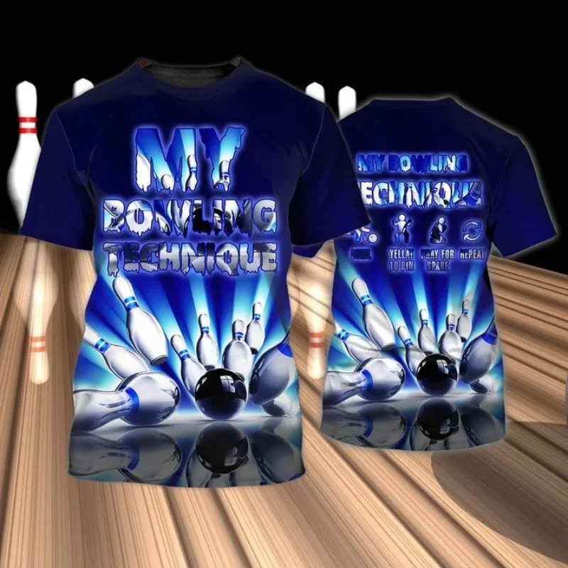 Custom Name Full Print Bowling T Shirt For Men Summer Short Sleeve Oversized Bowling Shirt New In Men Sport T Shirt Tops