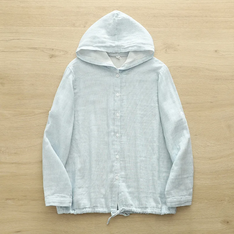 100% Cotton yarn plaid hoodies sweatshirt for women autumn Japanese style yellow pink blue check hooded shirts and blouses