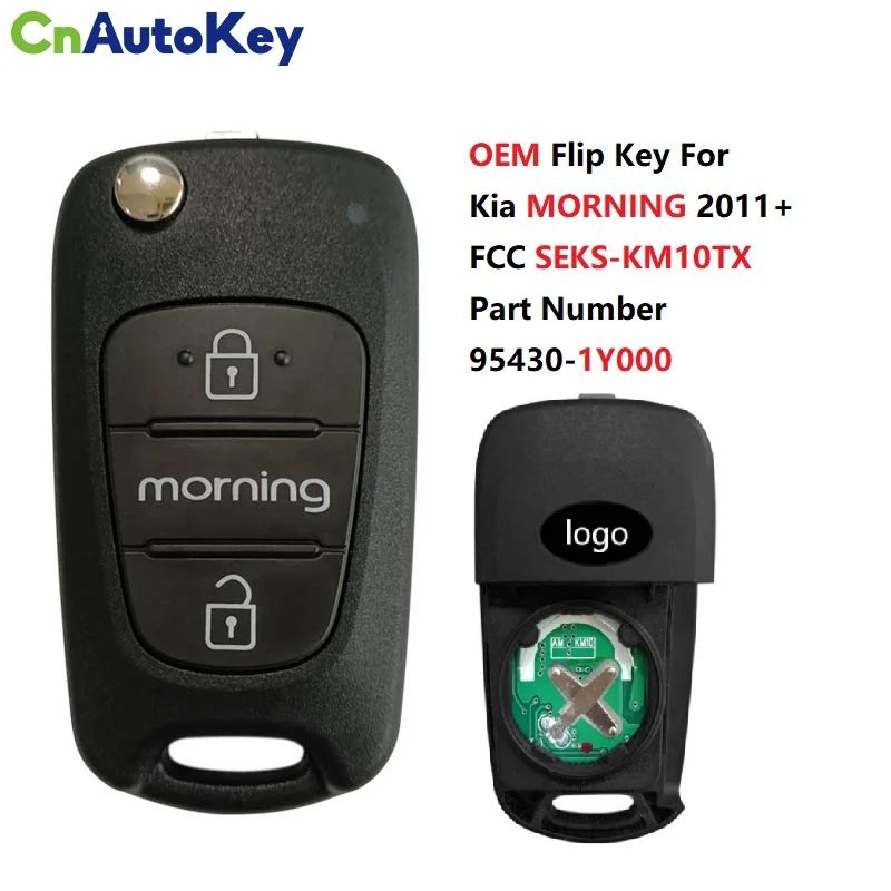 CN 051132   OEM PN 95430-1Y000 para Kia MORNING 2011+ control remoto abatible 2 botones FCC SEKS-KM10TX 433MHz sin Chip 95430-1Y200