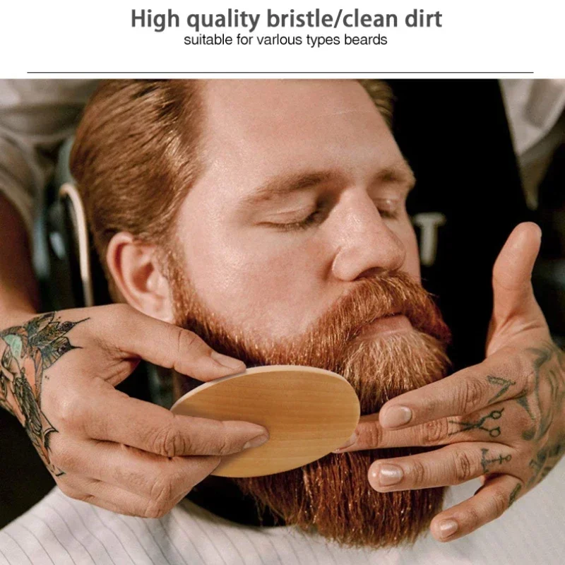 

Men's Shaving Brush Set Boar Bristle Natural Beard Brush Portable Barber Facial Cleaning Styling Tool