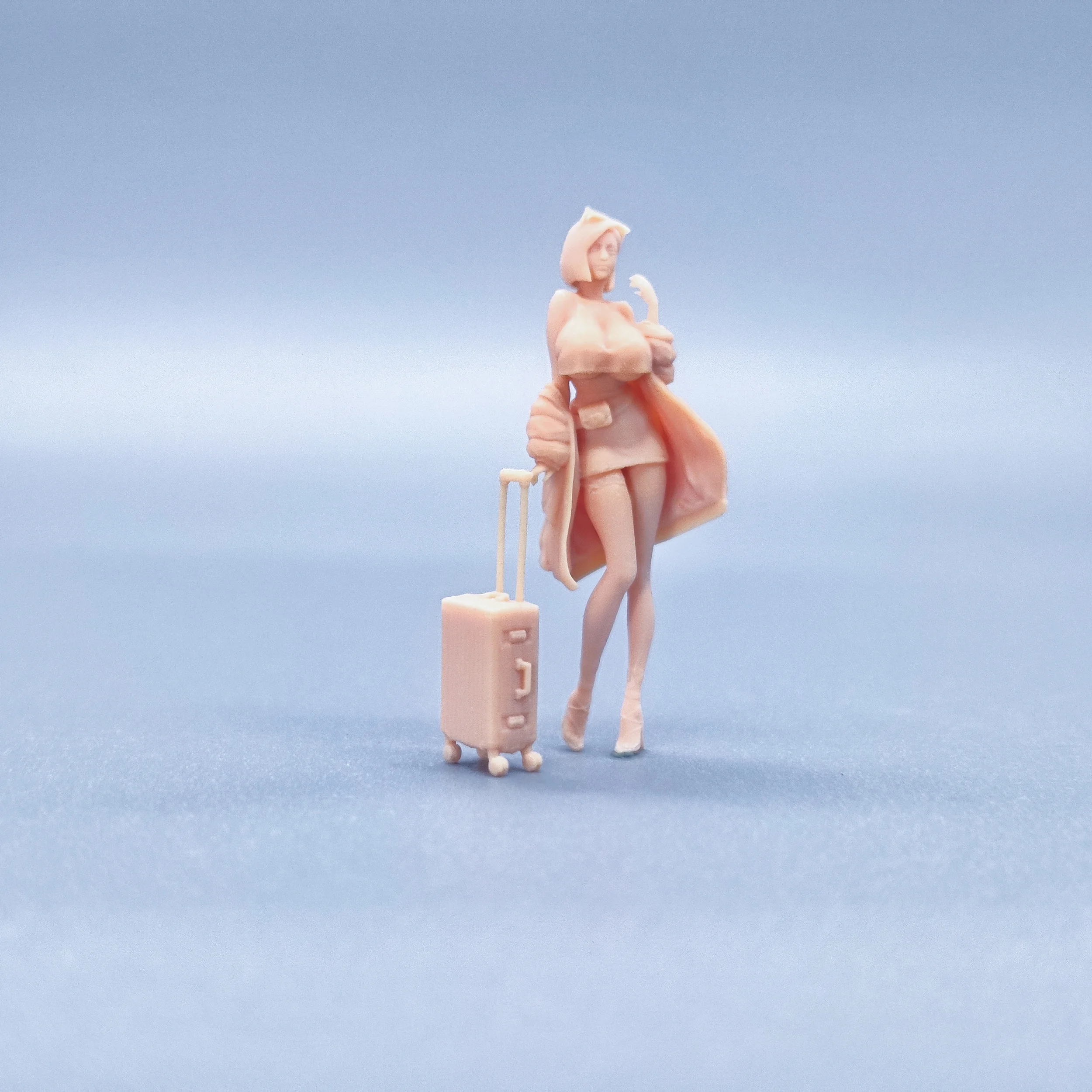 1/64 1/43 Figurines Scale Model Resin Coat Strap Luggage Female Uncolored Miniatures Diorama Hand-painted T924 T925