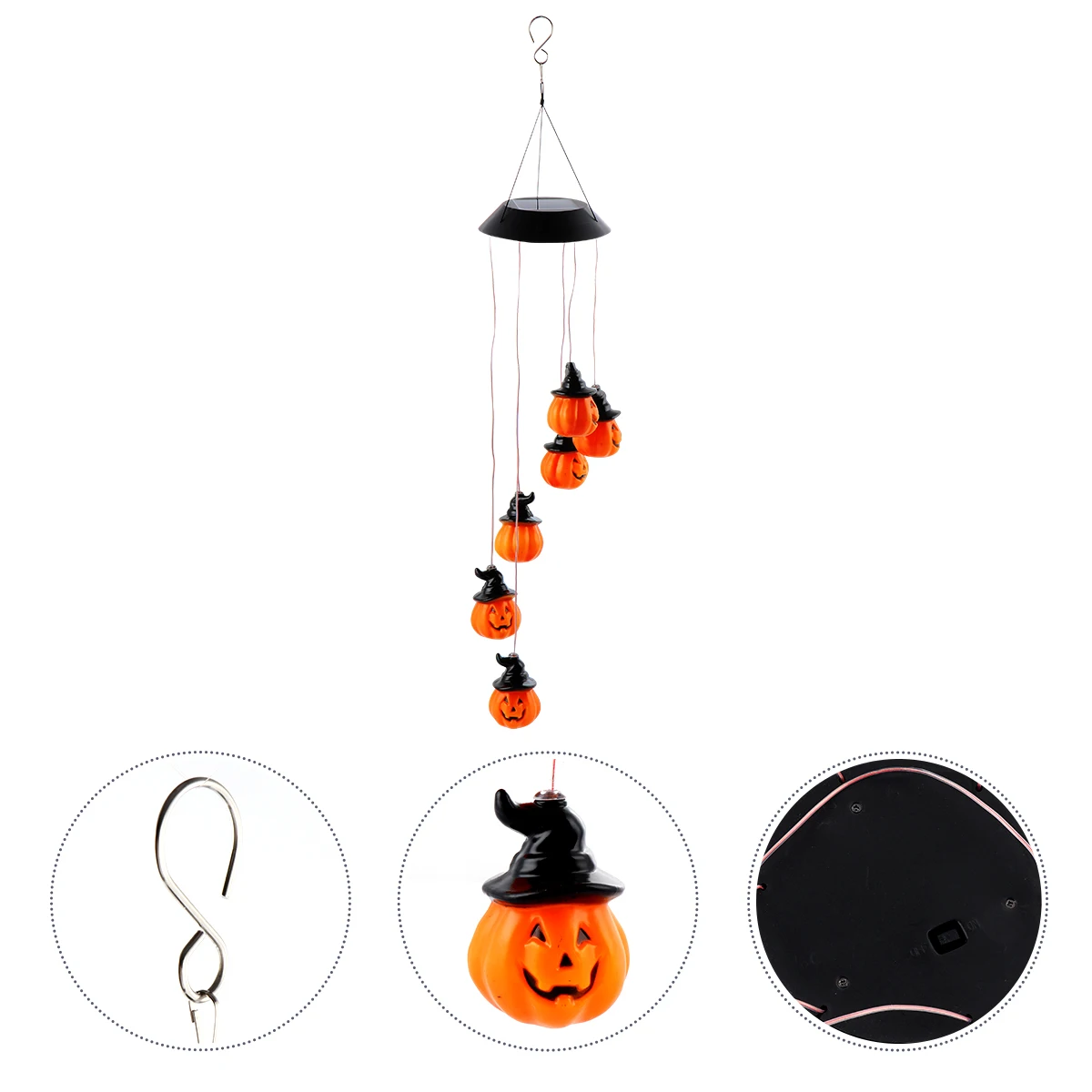 

1pc Halloween Solar Windbell Lamp Pumpkin Shape Outdoor Garden Decorative Light Solar Powered Wind Chimes For Patio Balcony Yard