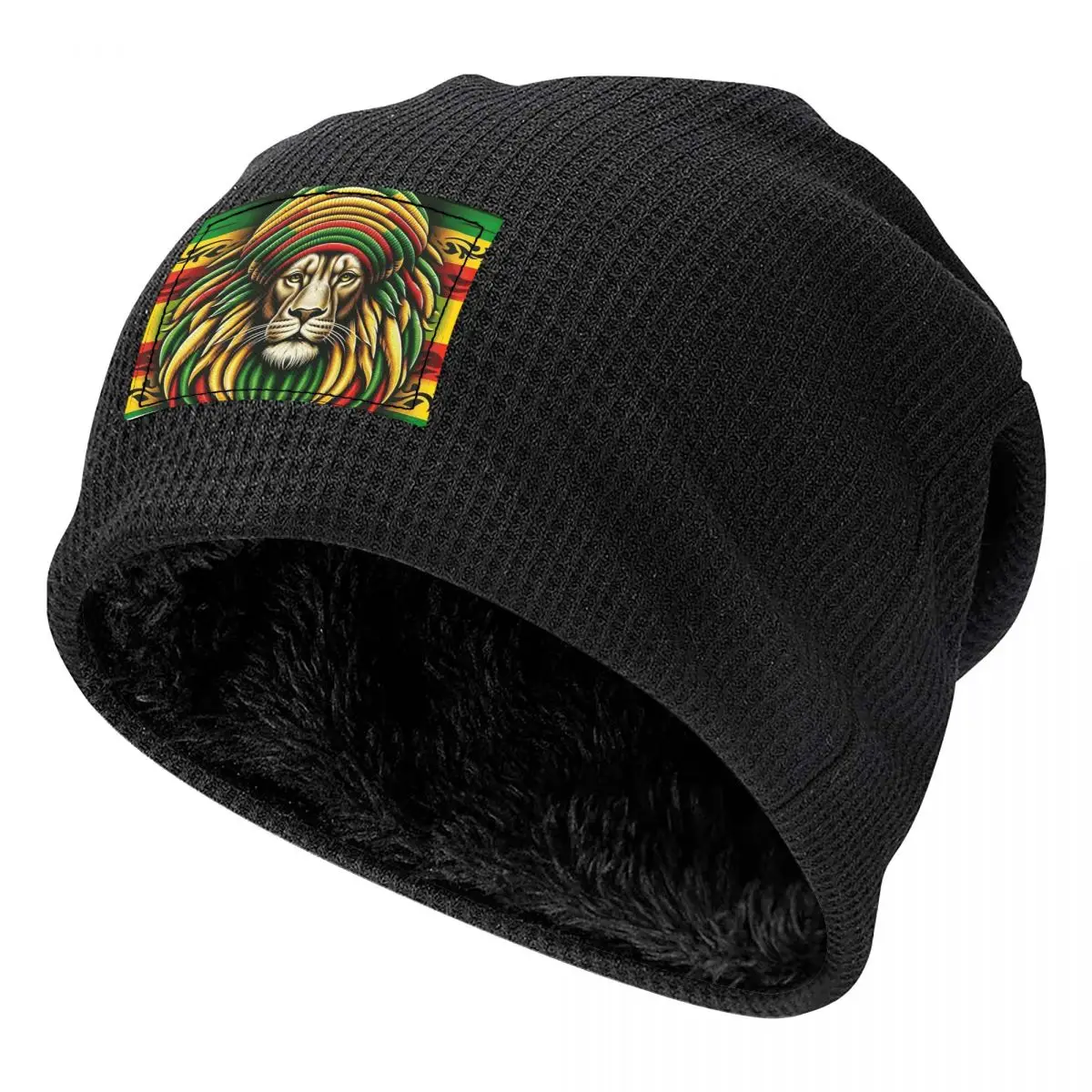 Rastafarian Amaiquina Reggae Rasta Lion Street Skullies Warm Fleece-Lined Cap Hip Hop Bonnet Hat Autumn Winter   Beanies Hats view 6