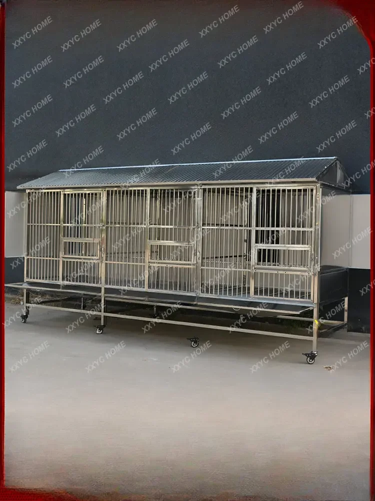 Dog Cage Large Dog Outdoor Rainproof and Sun Protection Thickened 304 Solid White Steel Funnel Dog Cage