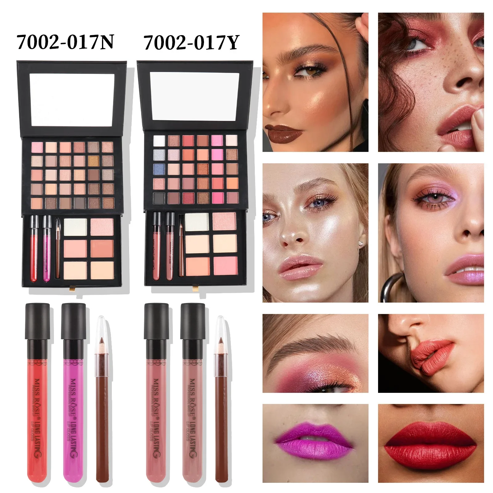 MISS ROSE Multifunctional Makeup Palette, Earth Tone Eyeshadow & Contour Powder All in One Cosmetic Kit