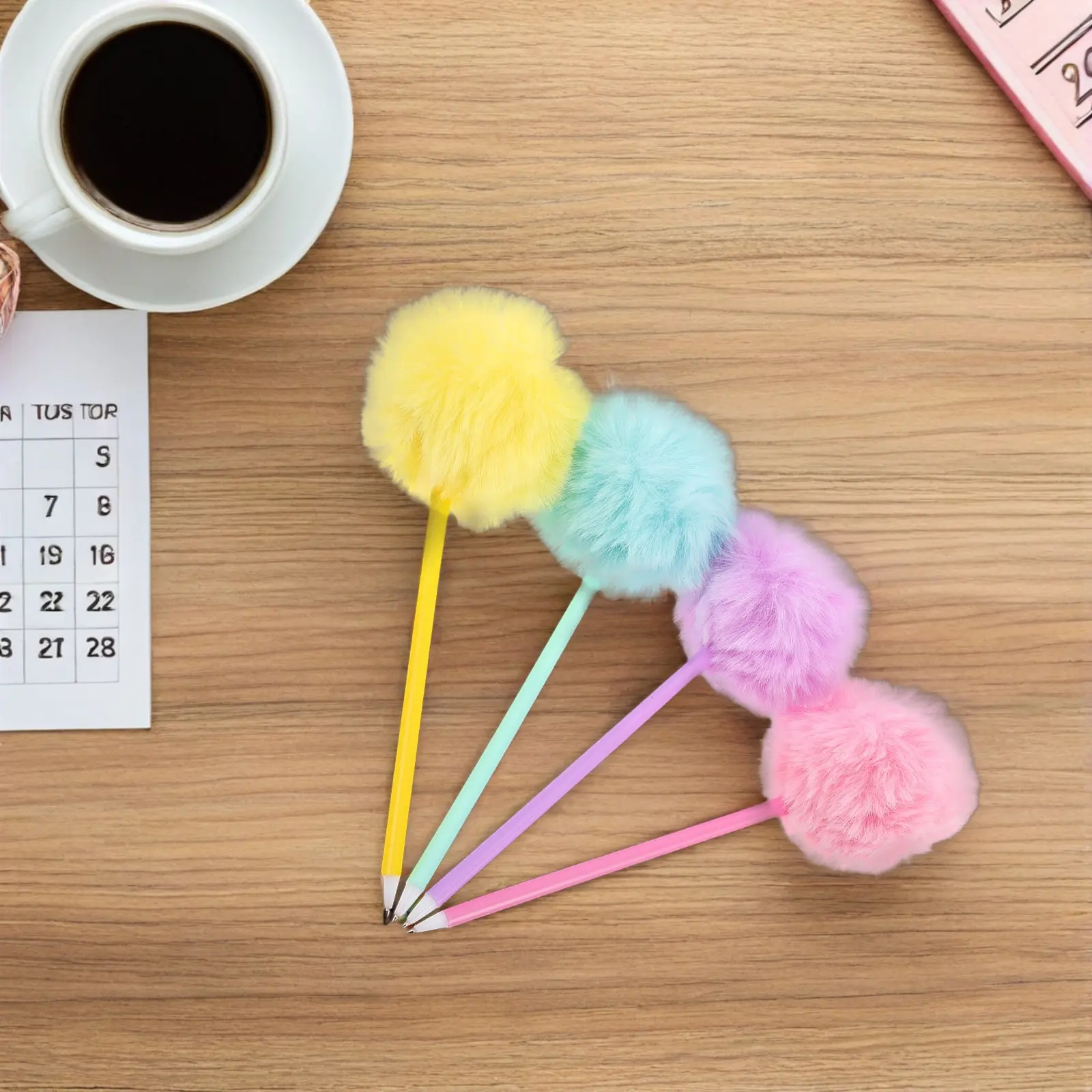 12Pcs Pompom Ballpoint Pens Cute Decorative Pens for Backpacks Pencil Cases School Supplies and Gifts